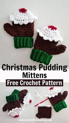 crochet christmas pudding mittens free pattern