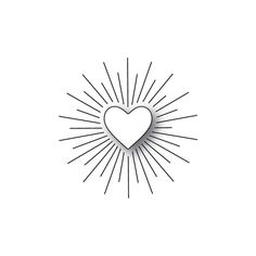 a heart with sunbursts in the middle, on a white background for valentine's day