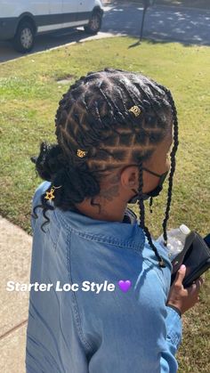 Starter locs with added extensions Loc Extensions, Starter Locs, Locs Hairstyles, Loc Styles, Protective Styles, Locs, Braided Hairstyles, Curly Hair Styles