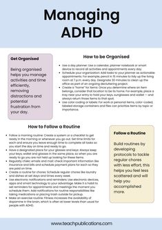 This set helps people better manage ADHD. Improved management helps daily life with ADHD support. These management therapy support tools give tips to manage ADHD and are instantly downloadable. This bundle is fantastic for supporting people with ADHD as knowledge is power. Delivered via PDF for Digital Download only TeaCH Publications - Discover an array of resources tailored to support people with ADHD and Autism. Posters and therapy support tools for emotional regulation, executive functioning skills, navigating school and daily life, communication and social skills and general life skills including anxiety and mental health support. Our collection provides excellent tools, activities, worksheets and resources. Great for teacher support, parent guidance, therapy, classroom use, school co Tips And Tricks For Life Helpful Hints, Audhd Things, Therapy Classroom, Mental Health Facts, Teacher Support, Mental Health And Wellbeing, Executive Functioning, Support People, Therapy Tools