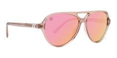 'Candy Cove' and its crush-worthy colorway are here to mix a little magic into your day. The appeal here is very, very real, thanks to a semi-transparent rose frame with a visible silver-plated metal core at the temples for extra glam. The polarized pink lens complements this aesthetic perfectly, and the top bar frame adds an extra dose of distinction to these stellar sunnies. // Details: Gender: Women Frame: Crystal Champagne Lens Color: Polarized Pink Mirrored UV Rating: 100% UV Protection Fit Colorful Sunglasses, Blenders Eyewear, Polarized Aviator Sunglasses, Lens Caps, Cute Frames, Rose Frame, Crystal Champagne, Ski Goggles, Aviator Style