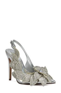 Twinkling rhinestones shine like morning dewdrops on this pointed-toe pump embellished with petal-shaped accents. Adjustable ankle strap with buckle closure Synthetic upper, lining and sole Imported Asian & Pacific Islander Owned/Founded 2024 Shoes, Special Occasion Shoes, Pacific Islander, Azalea Wang, Occasion Shoes, Shoe Inspo, Dress Shoe, Slingback Pump, Senior Year