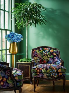 a living room filled with furniture and a potted plant