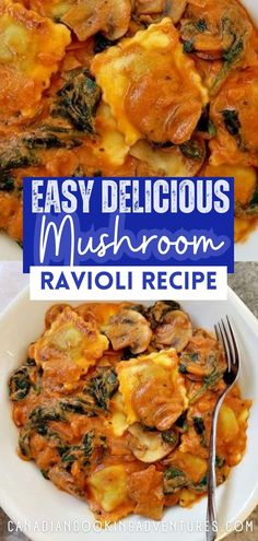 Mushroom pasta ravioli recipe with spinach Mushroom Ravioli Recipe, Spinach And Cheese Ravioli, Recipe With Spinach, Pasta Ravioli, Mushroom Ravioli, Ravioli Recipe, Weekend Cooking