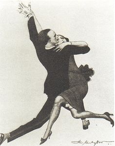 a drawing of two people jumping in the air