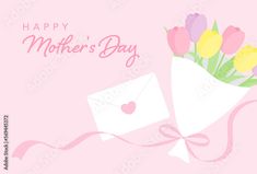 a mothers day card with flowers and an envelope