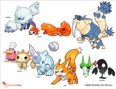 several different types of pokemon characters