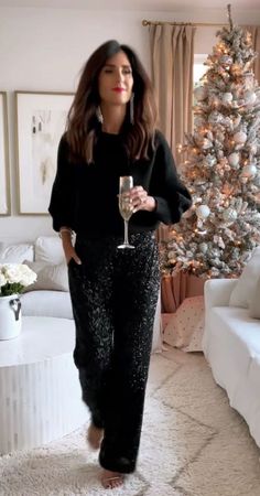 Company Christmas Party Outfits: How to Shine at Your Office Celebration — No Time For Style Winter New Years Eve Outfit Cold, Black Sequin Maternity Dress, New Years Work Outfit, Modest Holiday Party Outfit, New Years Eve Dress Outfits, New Years Eve Outfits House Party, Christmas Party Outfit 2023, Sylwester Outfit New Years, New Years House Party Outfit