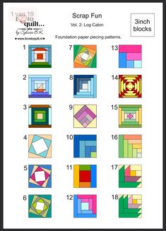 the instructions for how to make an abstract quilt pattern with squares and rectangles