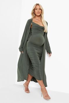 Pregnancy Dress, Shower Outfits, Stylish Maternity Outfits, Baby Shower Outfit, Designer Midi Dresses, Baby Shower Dresses, Cowl Neck Dress, Shower Dresses