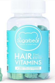 Sugarbear Hair Vitamins Extra Strength Biotin 6000mcg, Vitamin C, Coconut Oil, B12, Folic Acid, Inositol - Vegan Gummies for Luscious Hair and Nails - Supplement for Women & Men (1 Month Supply) Sugar Bear Hair Vitamins, Sugar Bear Hair, Vitamin B 12, Vegan Gummies, Vegan Vitamins, Hair Supplements, Gummy Vitamins, Luscious Hair, B 12