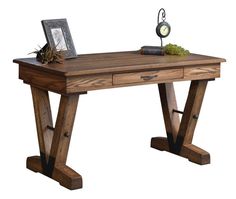 Amish Writers Series Fitzgerald Desk Wooden Desk Ideas, Accent Desk, Hardwood Desk, Writers Desk, Leather Inlay, Writing Desk Modern, Red Oak Wood, Library Table, Tiger Maple