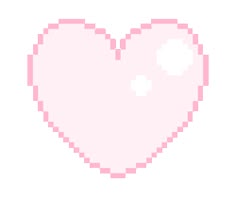 a pixel heart is shown in pink and white