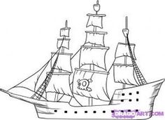 a drawing of a pirate ship