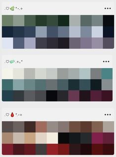 three different color palettes with the same background