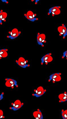 spider - man wallpaper with red and blue webmen on black background, all in the same pattern