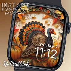 an image of a watch with a turkey on it's face and the date 11 12