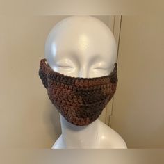 Nicely Hand Made Brown Crocheted Face Mask. This Is A Handmade Item And Not A Medical Device. One Size Fits Most. If Your Mask Fits A Little Big, You Can Put A Knot In The Straps To Shorten The Loop And Tighten It Up. Washable Unisex Unused In-Store Demos Mask Crochet, Crochet Face Mask, Crochet Mask, Things To, Crochet Faces, How To Make Brown, Medical Device, The Loop, Look Cool