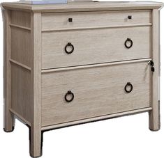 a dresser with two drawers and an open drawer