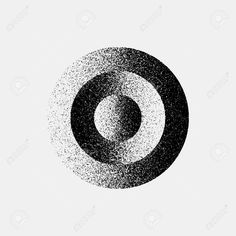 an abstract black and white circle with dots in the center on a white background stock photo