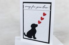 a card with a dog and hearts on it