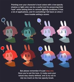 an image of some cartoon characters with different expressions on their faces and body shapes, including ears