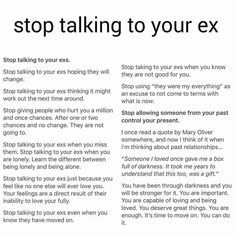 an article in the paper that says stop talking to your ex