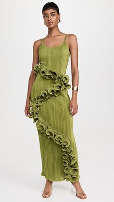 Rendoll Abba Maxi Dress | Shopbop Textured Bridesmaid Dresses, Alexis Dress, Guest Attire, Resort Dresses, Textured Dress, Women's Evening Dresses, Maxi Dress Evening, Maxi Dress Green, Ruffle Dress