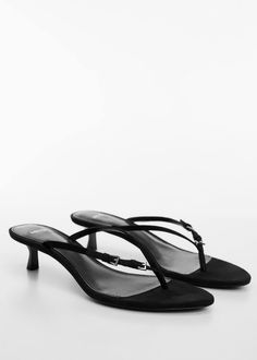 Heeled sandal with buckle detail -  Women | Mango USA Slippers Heels, Rainbow Heels, Mango Shoes, Inspo Fits, Kitten Heel Sandals, Low Heel Sandals, Girly Shoes, Aesthetic Shoes, Heeled Sandal