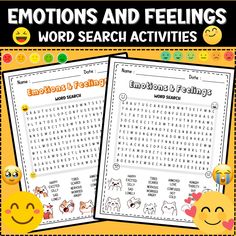 emotions and feelings word search activity with emoteo feelings worksheet for kids