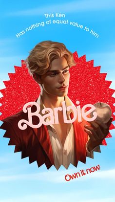 a man in a red jacket and white shirt with the words barbieie on it