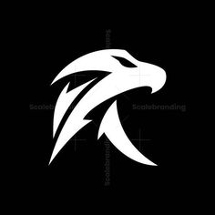 the head of an eagle on a black background with white lines in the shape of a bird