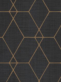 a black and gold geometric wallpaper pattern