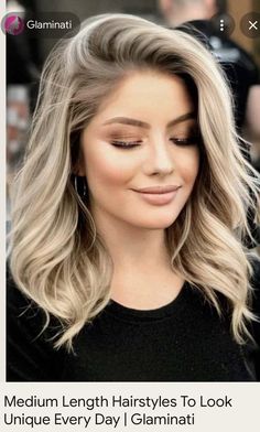 Medium Length Hairstyles, Medium Hair Cuts, Shoulder Length Hair, Blonde Balayage, Medium Length Hair Cuts, Hair And Makeup, Hairstyles Haircuts