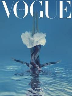 a magazine cover with an image of a woman floating in the water on her back