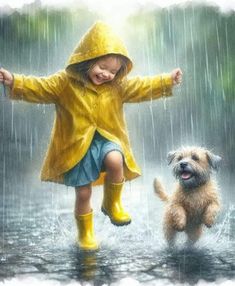 Angel Baby Drawing, Love The Rain, Childhood Images, I Love Rain, Scene Drawing, Morning Cartoon, Heart Illustration, Walking In The Rain