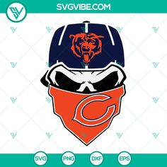 the chicago bears football helmet and bandana is shown in this graphic file, which includes an