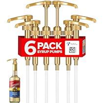 six pack syrup pumps with 6 bottles in front of the bottle and one on the back