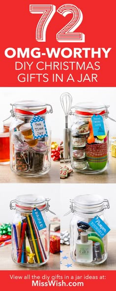 christmas gifts in a jar with text overlay