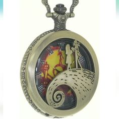 New Jack Skellington Nightmare Before Christmas Pocket Watch. I Have Other Styles Of Nightingale Before Christmas Available Sally Man, New Jack, Pocket Watch Antique, Fob Watch, Luxury Timepieces, The Nightmare, Jack Skellington, Tim Burton, Chains For Men