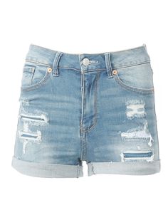 71% Cotton, 26% Repreve Polyester, 3% Spandex Imported Zip Up and Button closure Machine Wash JUNIOR FIT - Size: Small = 1, 3 / Medium = 5, 7 / Large = 9, 12 Perfect fit 9 1/2" Front High-Rise denim shorts Rolled up cuffs and push-up hip stretch confort fit denim shorts Traditional 5 pockets with button top and zip fly closure Super comfy stretch denim shorts for summer essential and Suitable for beach, lounge, workout and daily occasions Hip Stretch, Frayed Shorts, Stretchy Shorts, United Parcel Service, Hip Stretches, Beach Lounge, Stretch Denim Shorts, Mid Rise Shorts, High Rise Denim Shorts