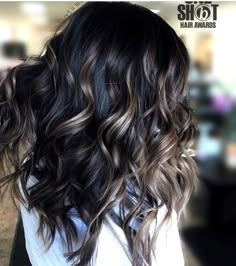 Dark Base With Blonde Highlights Short Hair, Fall Dark Brunette Hair Color Balayage, Reverse Balayage Brunette Short Hair, Hair Color Ideas For Dark Brown Hair Balayage, Black Bayalage Hair, Fall Bayalage Brunette, Dark Brown Bayalage Hair, Hair Affair, Colour Combo