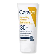 Hydrating Mineral Sunscreen Lotion for Body SPF 30 for All Skin Types - HYDRTG SNSCRN SPF 30 FOR BODY 5FLOZBenefitsOil-free body lotion with 100% mineral sunscreen filters that form a protective barrier on the skin to help reflect UVA and UVB raysProvides broad-spectrum SPF 30 protection with zinc oxide and titanium dioxideSunscreen helps protect skin from sun damage, which can lead to premature signs of aging and skin cancer (when used as directed with other sun protection measures)Lightweight, Non Comedogenic Oils, Physical Sunscreen, Tinted Spf, Body Sunscreen, Sunscreen Spf 50, Skin Allergies, Zinc Oxide, Sunscreen Lotion, Mineral Sunscreen