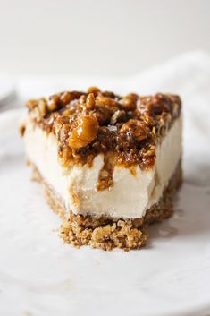 a piece of dessert sitting on top of a white plate