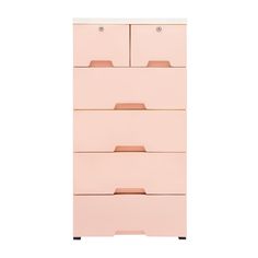 Features 4 large drawers and top 2 small cabinets locker (with keys), 6 drawers for large storage space. Storage cabinet on wheels made it easily to move anywhere you want. Pink Drawer Organizer, Cabinets For Bedroom, Storage Bins Closet, Drawers Closet, Pink Drawers, Organizer For Clothes, Different Home Decor Styles, Dresser Organizer, Playroom Bedroom