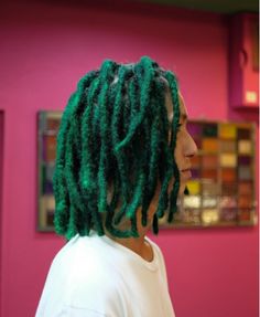 @uchukaihatsu_b is really channeling their inner dye-hard with this fierce look! obsessed! #greenenvy Dark Green Locs, Sidecut Hairstyles, Dyed Dreadlocks, Green Locs, Loc Colors, Half Shaved Head, Green Dreads, Thick Locs