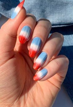 Memorial Day Nails, Red White And Blue Nails, 4th Of July Nail Designs, White And Blue Nails, July Nail Designs, July 4th Nails, 4th Nails, Firework Nails, 4th Of July Nail