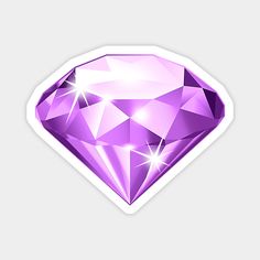 a purple diamond sticker on a white background with some light shining in the center