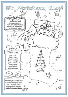 christmas time worksheet for kids with presents and gifts in the box on it