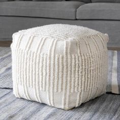 Indoor/Outdoor Ardwick Pattern Pouf-Iron Accents Park Hill Collection, Recycled Water Bottles, Outdoor Pouf, Shabby Chic Farmhouse, Chic Farmhouse, Polyethylene Terephthalate, Farmhouse Furniture, Pouf Ottoman, Antique Farmhouse